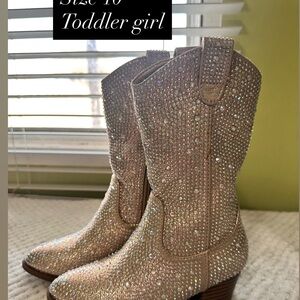 Toddler Girls' Glittery Rhinestone Western Boots - Pink/Champagne